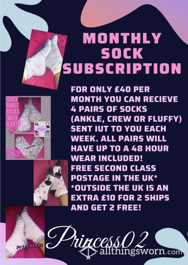 *OLD PHOTO* *NEW PRICE* Monthly Sock Subscription 💕