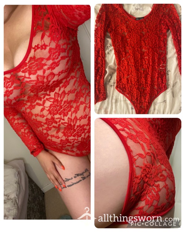 Much Loved Red Lace Bodysuit ❤️