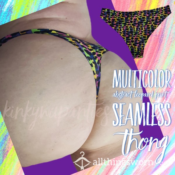 Multicolor Abstract Leopard Thong - Includes 48-hour Wear & U.S. Shipping