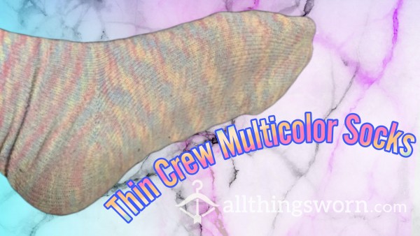 Multicolor Crew Length Thin Socks  - Includes 2-day Wear & U.S. Shipping!
