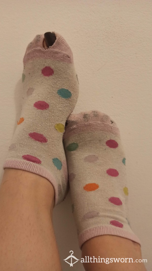 Multicolor Dot Socks! So Worn That Have Holes!