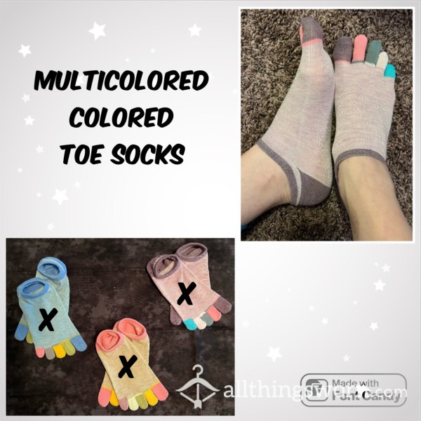 Sold Out - Multicolored Toe Socks - Large Feet Size US11 - Last Pair In Purple