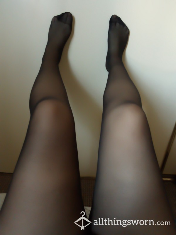My 15d Black Nylon Tights, Worn Without Panties For 24hrs