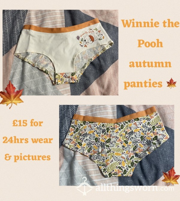 My Cute Winnie The Pooh ‘autumn Leaves’ Panties🍁| 24hrs Wear & Proof Of Wear Pictures🤩