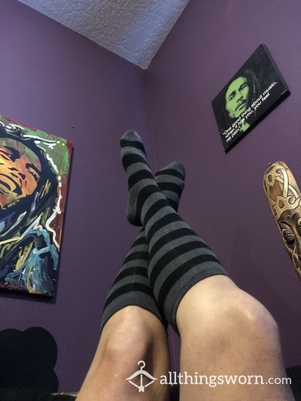My Fav Black & Grey Knee High Socks