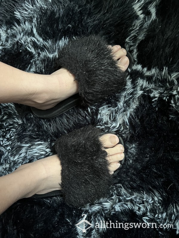 My Favorite Black Fuzzy Slippers 🖤