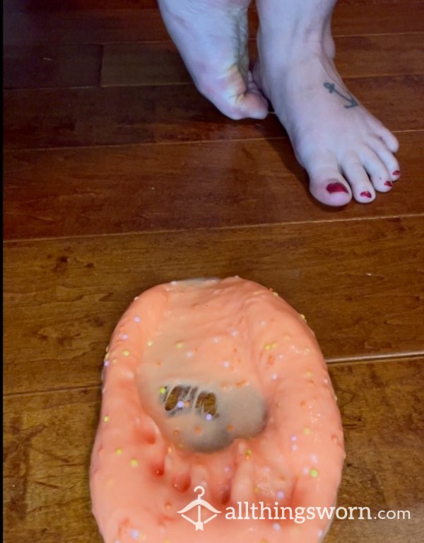 (5 Min)My Feet Mixing Pink And Yellow Slime