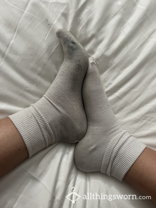 My Filthy Dirty White Ankle Socks After A Sweaty Gym Session
