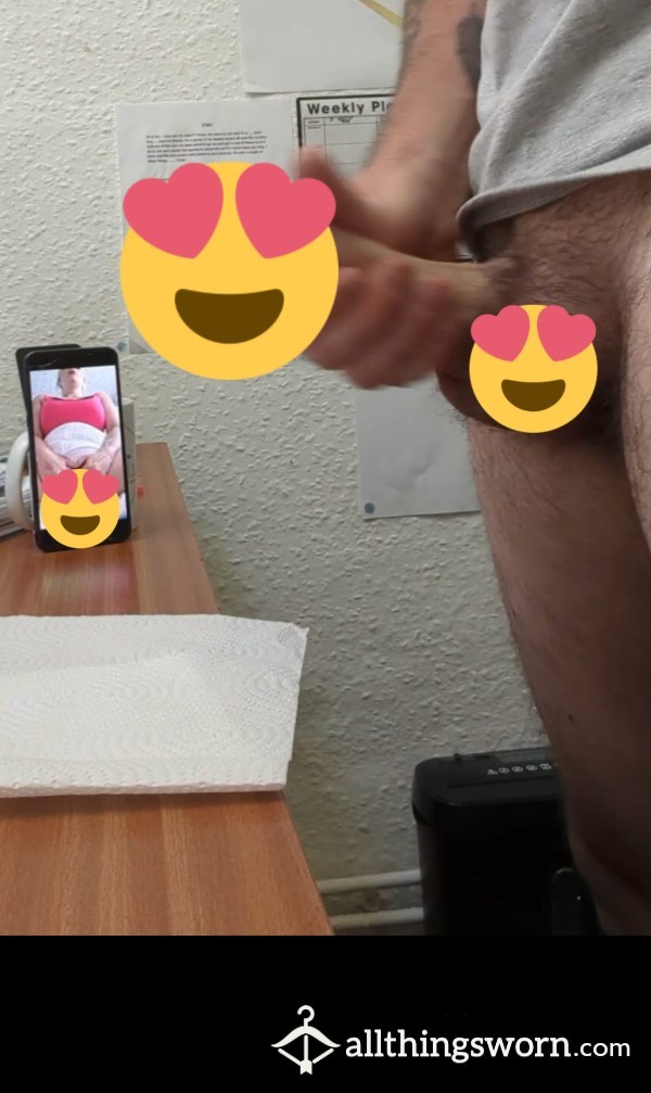 My Husband Jerking Off To My Video Of Me Playing With Myself 🥵🥵😈 1.04 Of A Big Cock Cumming