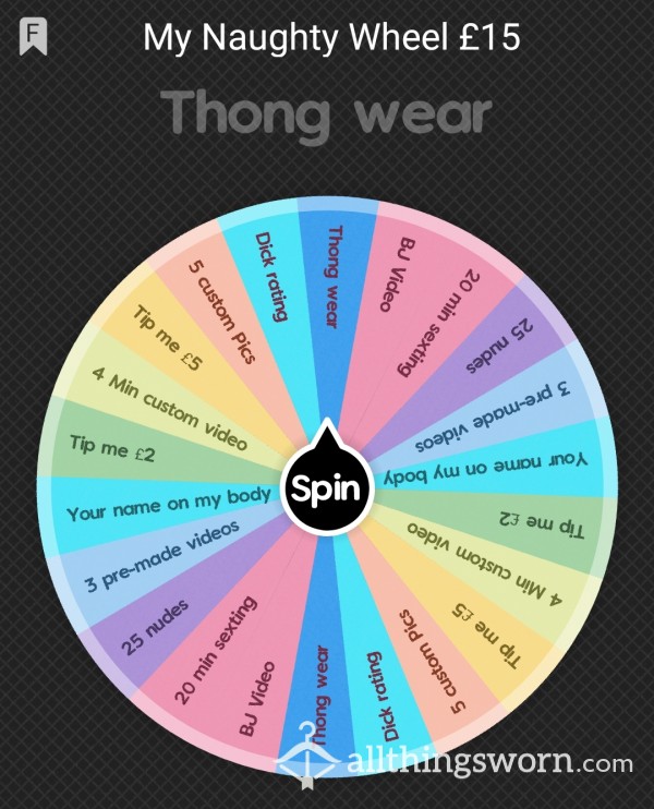 My Naughty £15 Wheel 💦❤️ [UPDATED] New Catagories Including BJ Videos And Thong Wears 😍