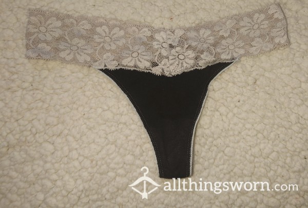 My Old Favourite! Black Thong With White Lace