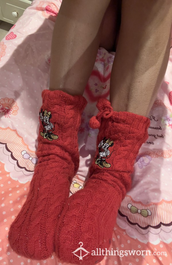 My Red Mickeymouse Fuzzy Sock Smell Me And Get Me Baby