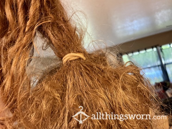 My Thick Massive Red Hair Is A Mess!  Watch Me Untangle From Hair Tie. 2 Weeks Worth Of Mess In This Video With Sound!