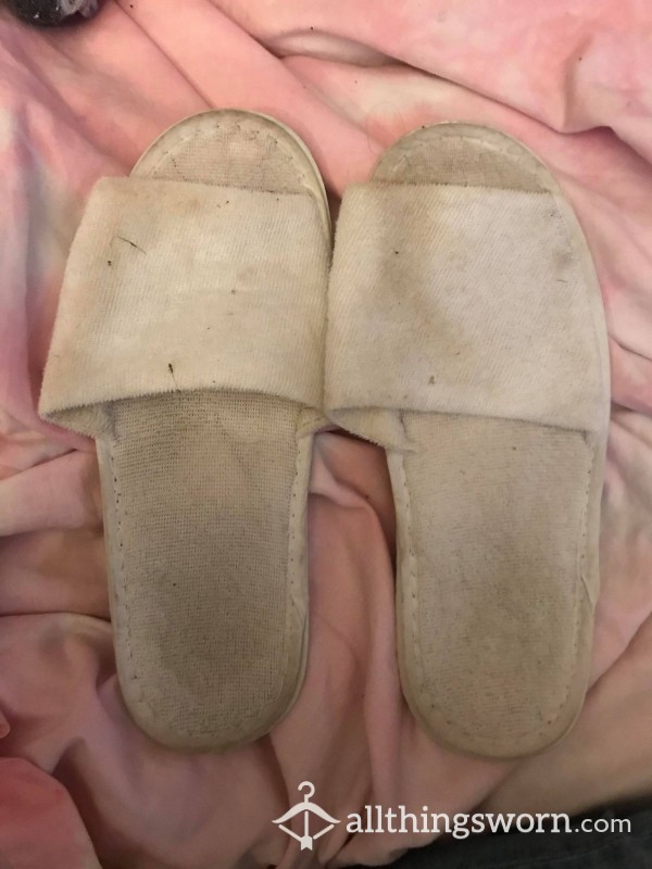 My Very Well Worn Spa Slippers, Size L, Dirty, Sweaty, Stained