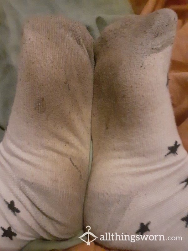My Well Worn 🏳 4 Day White Socks With Stars🌟