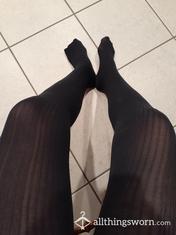 My Well-Worn Black Tights With Little Stripes!!