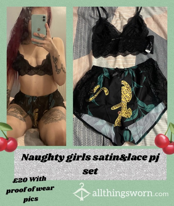 Naughty Girls Satin & Lace Pjs🥵| Top & Shorts Set| Worn To Bed&Proof Of Wear Pics🔥