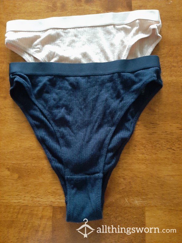 Navy And Cream Colored High Waisted And High Cut Panties. NAVY PANTIES SOLD. CREAM STILL AVALIABLE