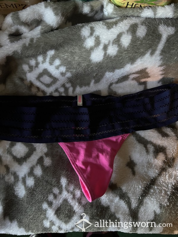 Navy Blue And Pink Thong
