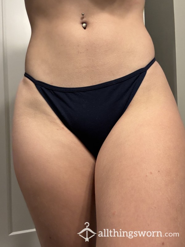 Navy Blue Cotton G-Strong Thong (S)
