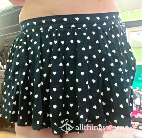 Navy Blue Heart Polka-dot Skort [skirt With The Shorts Built In] ✨️FREE SHIPPING✨️