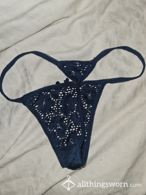 Navy Blue Lacey G-String