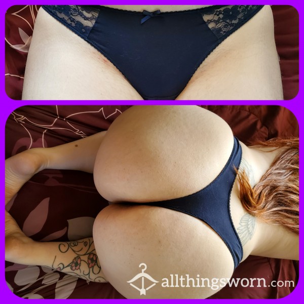 Navy Blue Lacy Thong