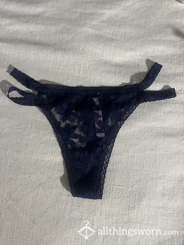 Navy Lacy Thong