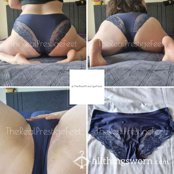 Navy Silky Feel Knickers With Lace Trim | Size 1XL | Standard Wear 48hrs | Includes Pics | See Listing Photos For More Info - From £16.00