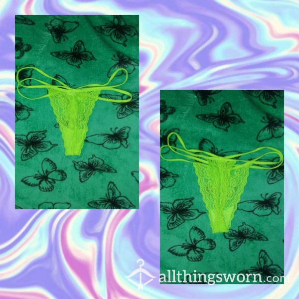 ✨Neon Green Floral Lace Thong✨