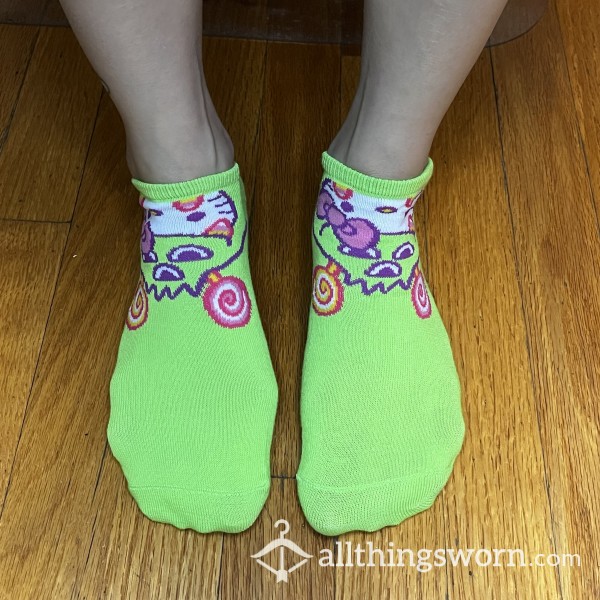 Neon Green Hello Kitty Socks