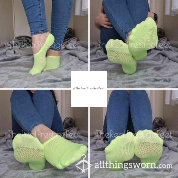 Neon Yellow/Green No Show Socks | Standard Wear 48hrs | Includes Pics & Clip | Additional Days Available | See Listing Photos For More Info - From £16.00