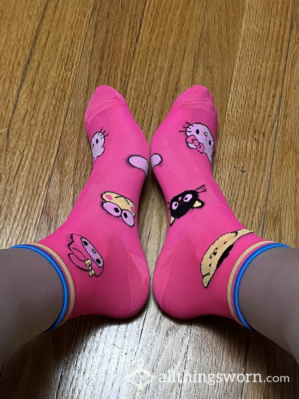 Neon Pink Hello Kitty & Friends Nylon Socks