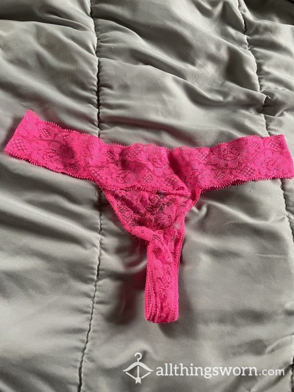 Neon Pink Lace Thong