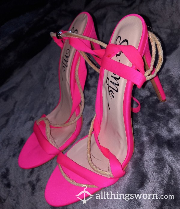 Neon Pink Strappy Heels
