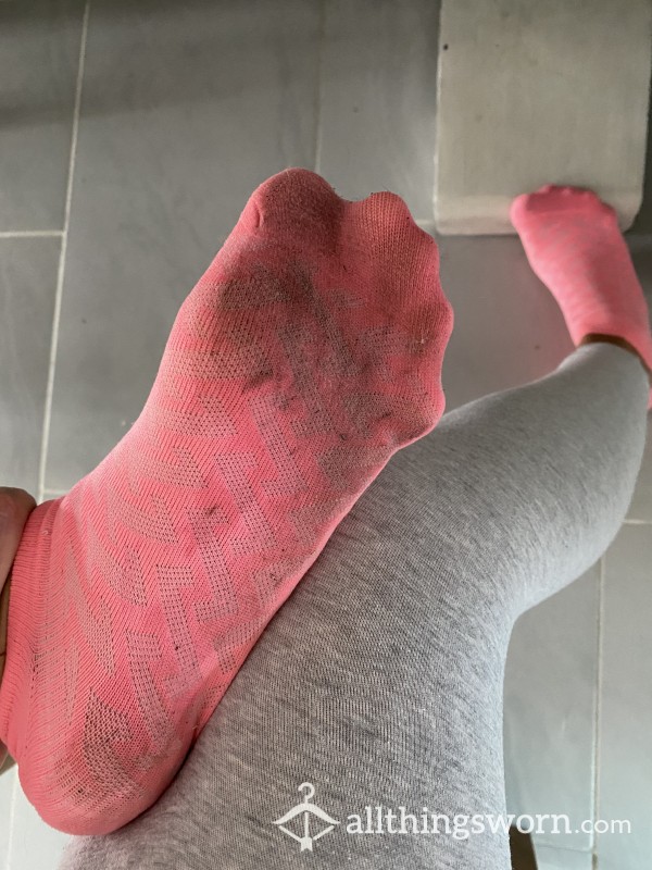 Neon Pink Sweaty Gym/running Socks