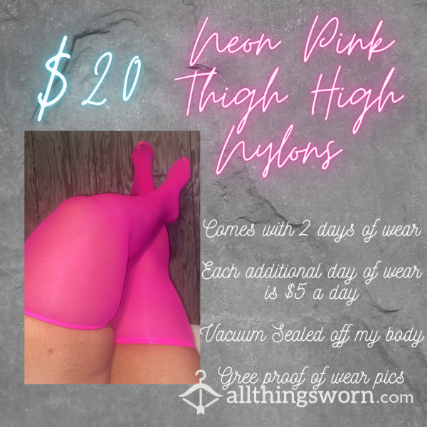 Neon Pink Thigh High Nylon Stockings