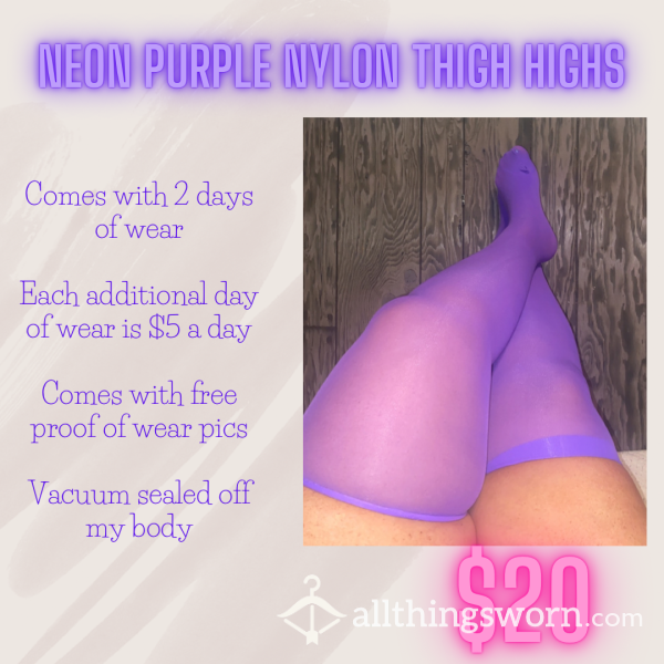 Neon Purple Thigh High Nylon Stockings