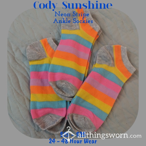Neon Stripe Ankle Socks