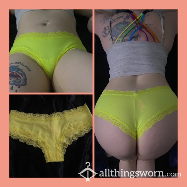 Neon Yellow Vs Pink Lace Trim Cheeksters
