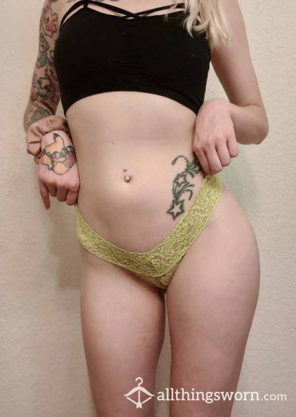 Neon Yellow Well Worn Lace Thong