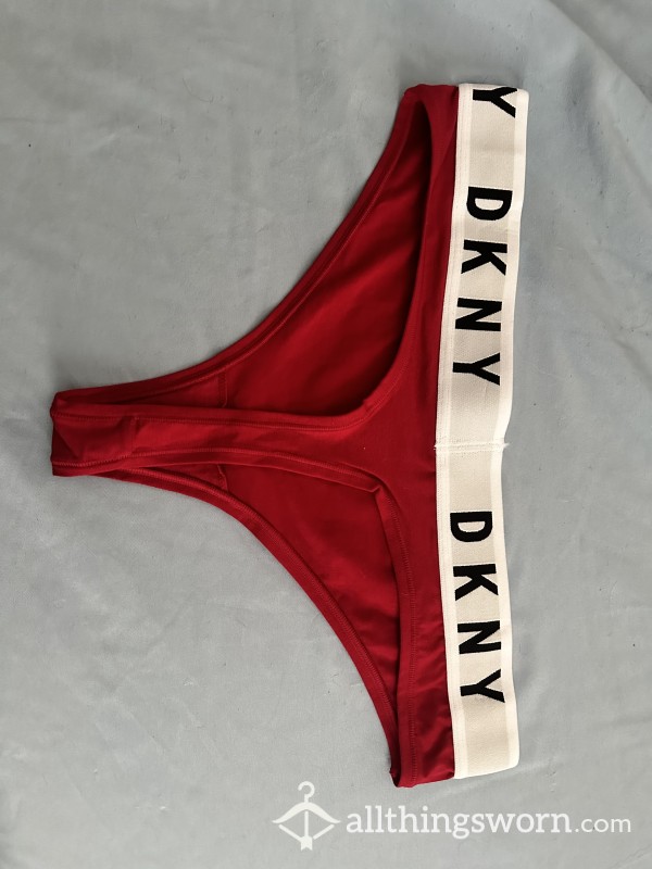 New DKNY Red Thong. Worn 24 Hours. Additional Wears And Activities Available.