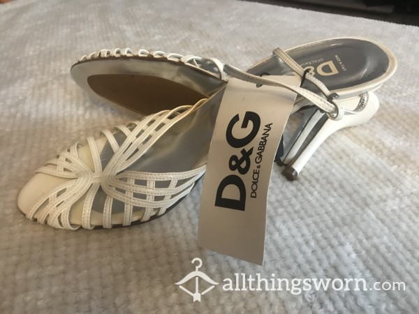 NEW With LABELS, Dolce & Gabbana, White, Heeled Sandles, Size 39/6