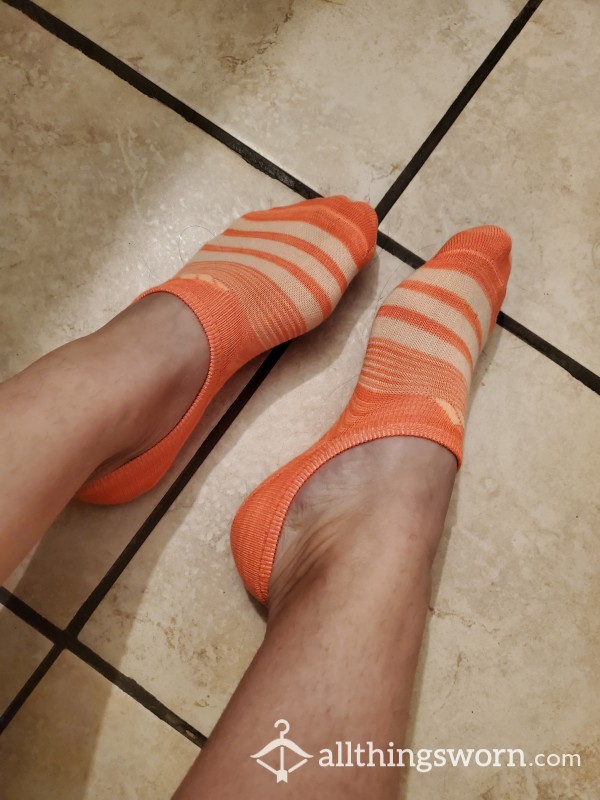 No Show Orange Adidas Socks