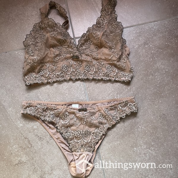 Nude Bralette And Briefs Set