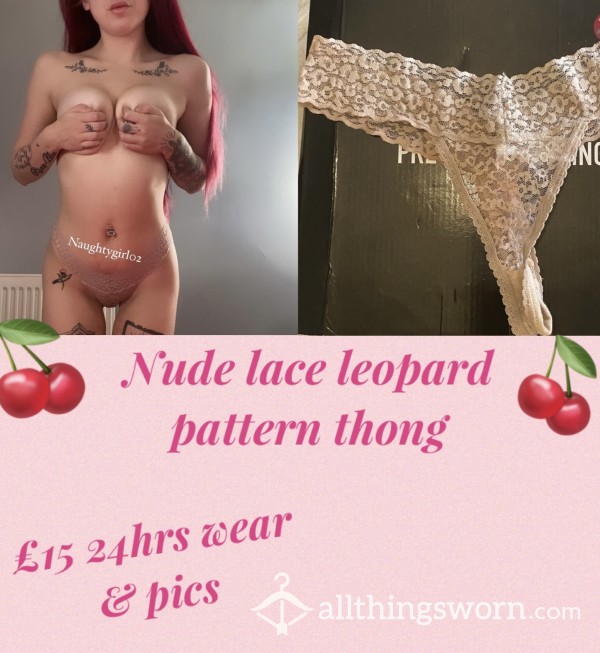Nude Lace Leopard Pattern Thong🔥| With Cotton Gusset| 24hrs Wear & Proof Of Wear Pictures💋
