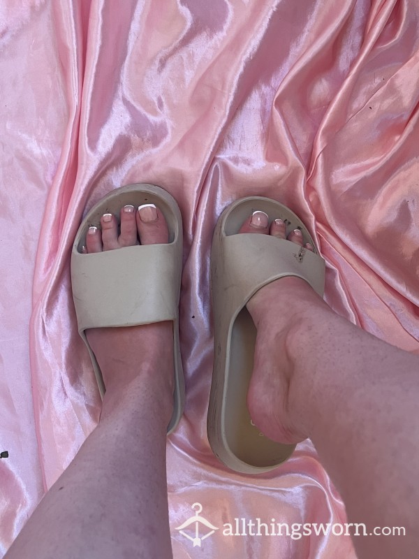 Nude Platform Sliders Well Worn And Smelly 😈👅