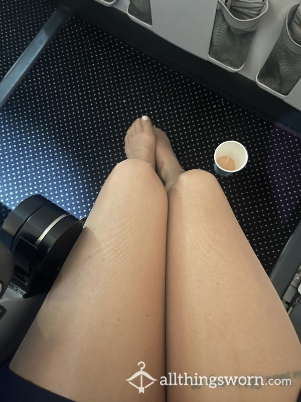 Nude Tights Worn On A 16 Hour Flight
