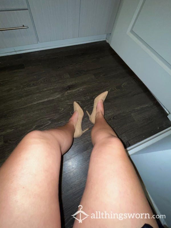 Nude Women’s High High Heels Size 6 👠, Soft Suede, Worn To Work For A WHOLE Week 🤤🤢😍