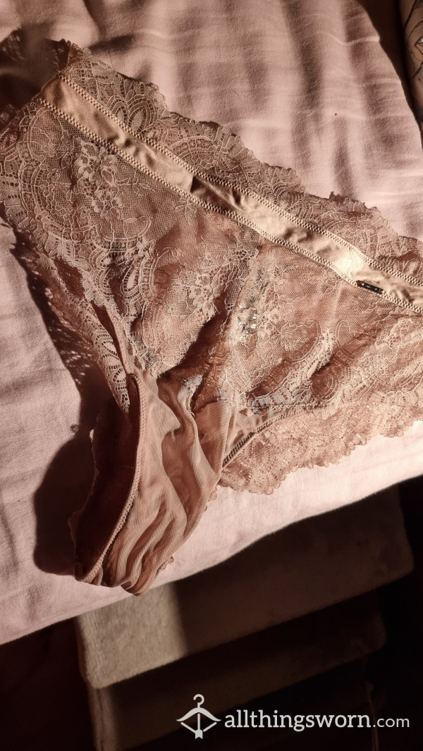 Nude/dusty Pink Lace Panties Sheer